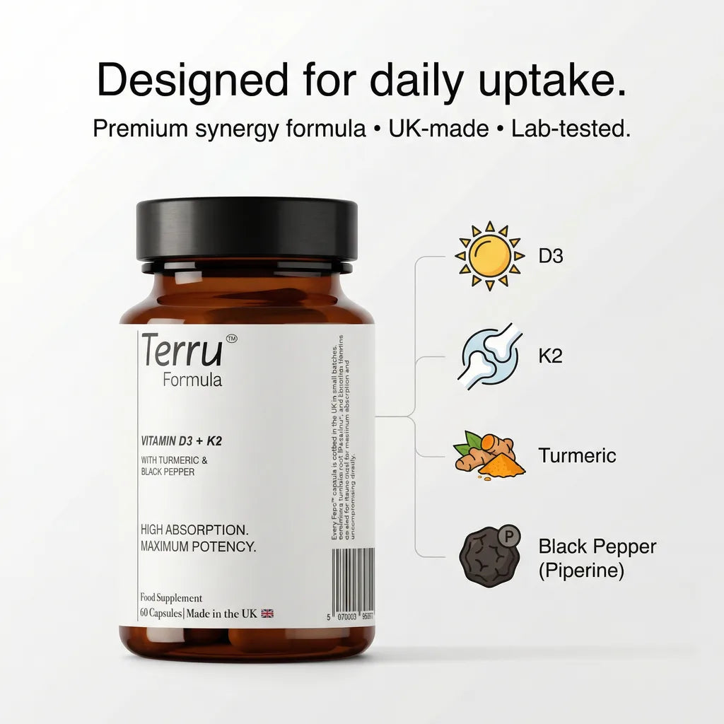 Terru Formula — High Absorption D3 + K2 + Turmeric + Piperine